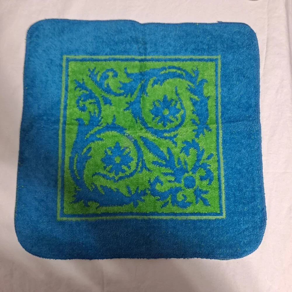 Vintage Martex Bath Hand Towel Washcloth Set Floral Purple Retro Soft 60s 70s US